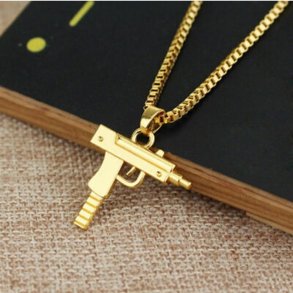 Accessories Gold Plated Solid Pistol Uzi Gun Pendant Poshmark